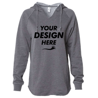Independent Trading Co. Women’s Lightweight California Wave Wash Hooded Sweatshirt, Shadow, Front view, Mockup