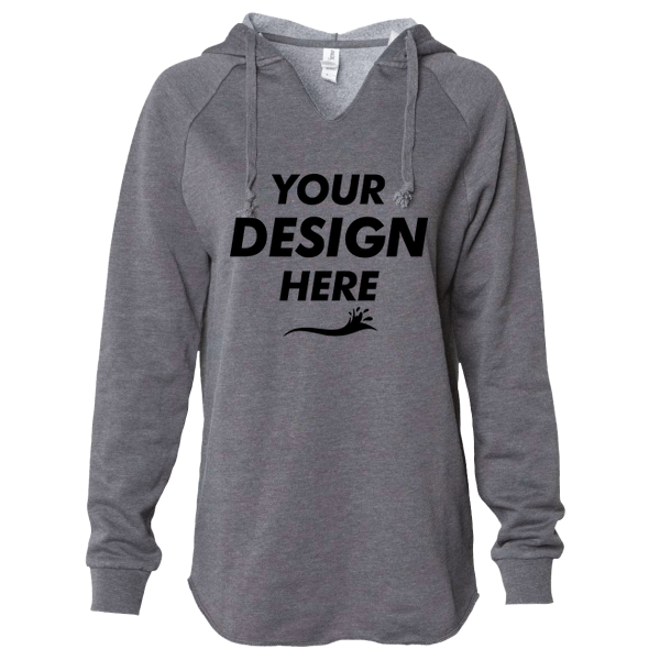 Independent Trading Co. Women’s Lightweight California Wave Wash Hooded Sweatshirt, Shadow, Front view, Mockup