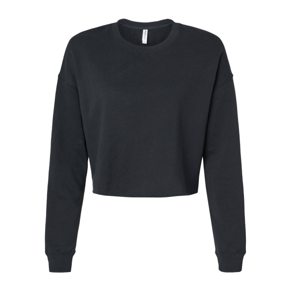 Independent Trading Co. Women's Lightweight Crop Crewneck Sweatshirt, Black, Front view