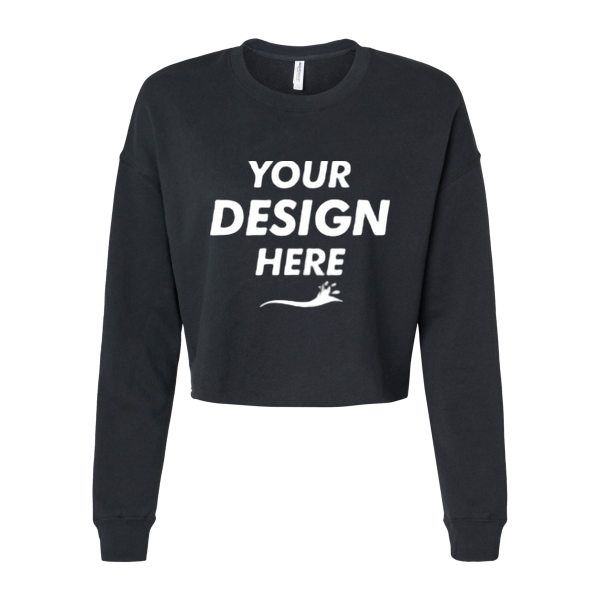 Independent Trading Co. Women's Lightweight Crop Crewneck Sweatshirt, Black, Front view, Mockup