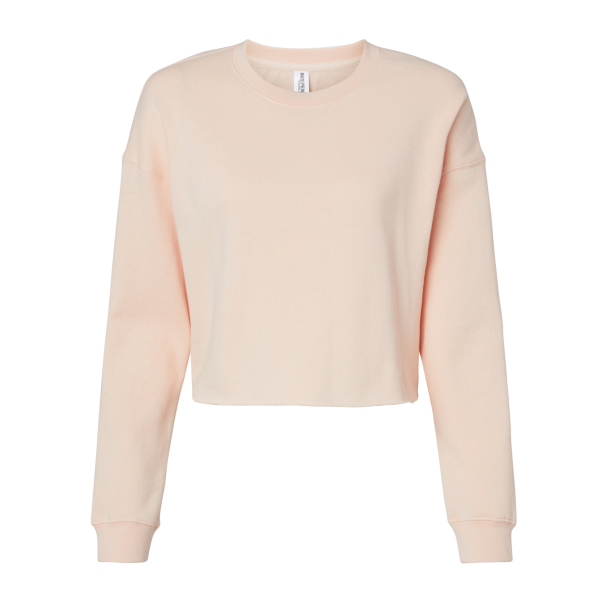 Independent Trading Co. Women's Lightweight Crop Crewneck Sweatshirt, Blush, Front view