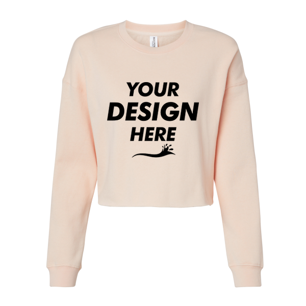 Independent Trading Co. Women's Lightweight Crop Crewneck Sweatshirt, Blush, Front view, Mockup