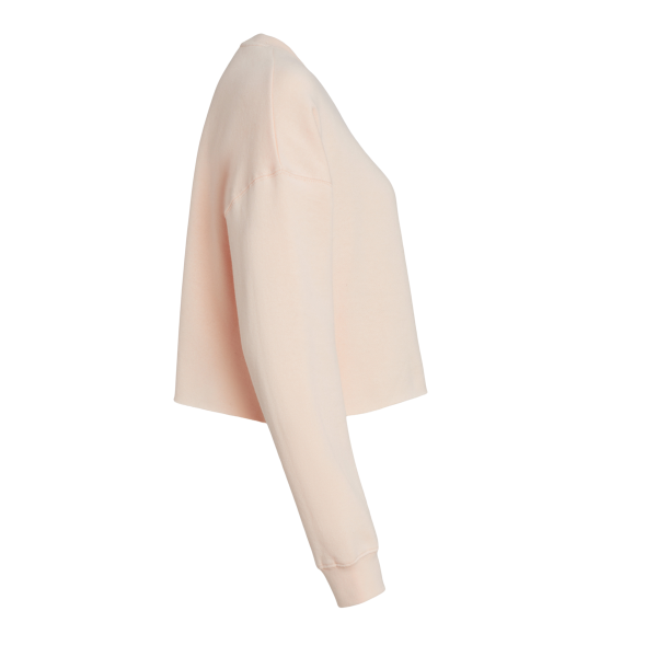 Independent Trading Co. Women's Lightweight Crop Crewneck Sweatshirt, Blush, Right Sleeve view