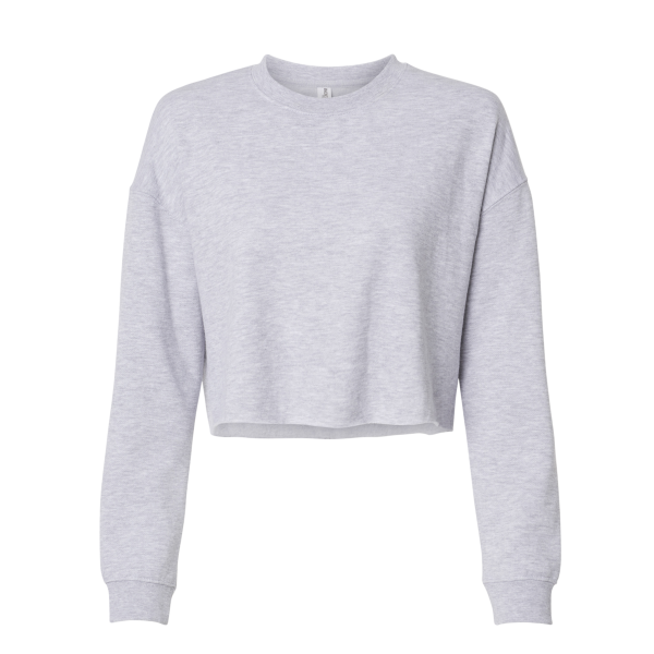 Independent Trading Co. Women's Lightweight Crop Crewneck Sweatshirt, Grey Heather, Front view
