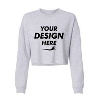 Independent Trading Co. Women's Lightweight Crop Crewneck Sweatshirt, Grey Heather, Front view, Mockup
