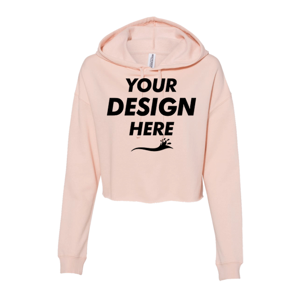 Independent Trading Co. Women’s Lightweight Crop Hooded Sweatshirt, Blush, Front view, Mockup