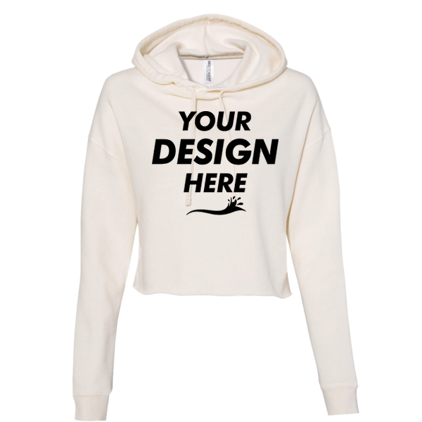 Independent Trading Co. Women’s Lightweight Crop Hooded Sweatshirt, Bone, Front view, Mockup