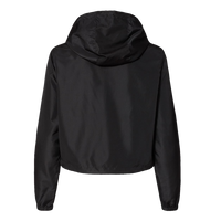 Independent Trading Co. Women's Lightweight Quarter-Zip Pullover Crop Windbreaker, Black / Black, Back view