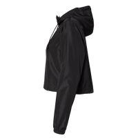 Independent Trading Co. Women's Lightweight Quarter-Zip Pullover Crop Windbreaker, Black / Black, Left Sleeve view
