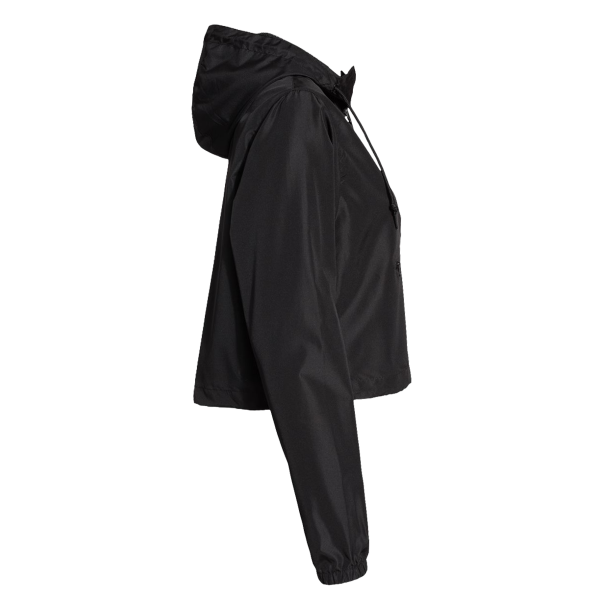 Independent Trading Co. Women's Lightweight Quarter-Zip Pullover Crop Windbreaker, Black / Black, Right Sleeve view