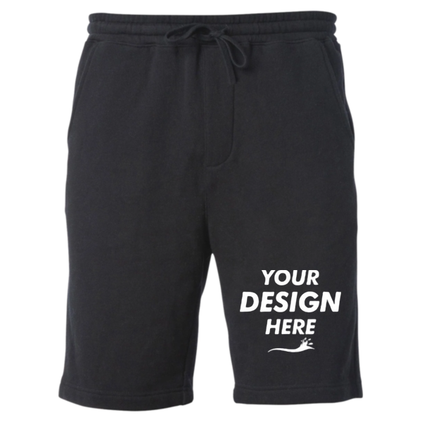 Independent Trading Co. Youth Lightweight Special Blend Fleece Shorts, Black, Front view, Mockup