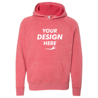 Independent Trading Co. Youth Lightweight Special Blend Raglan Hooded Sweatshirt, Pomegranate / Pomegranate, Front view, Mockup