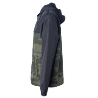 Independent Trading Co. Youth Lightweight Windbreaker Full-Zip Jacket, Black / Forest Camo, Left Sleeve view