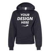 Independent Trading Co. Youth Midweight Hooded Sweatshirt, Charcoal Heather, Front view, Mockup