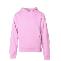 Independent Trading Co. Youth Midweight Hooded Sweatshirt, Light Pink, Front view