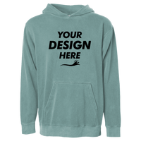 Independent Trading Co. Youth Midweight Pigment-Dyed Hooded Sweatshirt, Pigment Alpine Green, Front view, Mockup