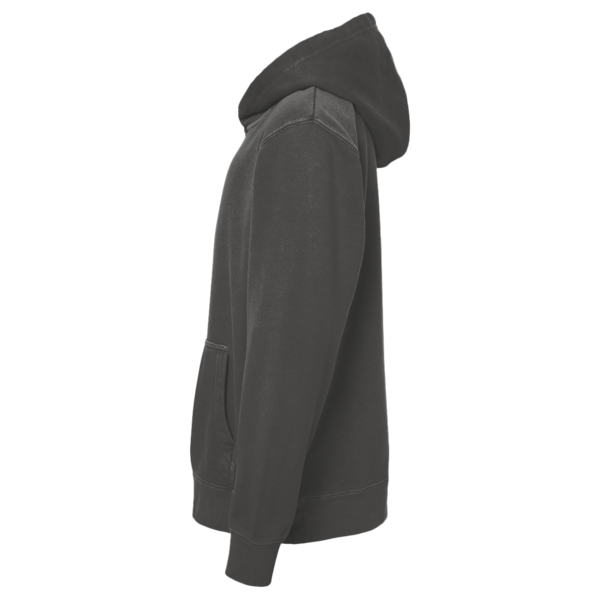 Independent Trading Co. Youth Midweight Pigment-Dyed Hooded Sweatshirt, Pigment Black, Left Sleeve view