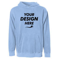 Independent Trading Co. Youth Midweight Pigment-Dyed Hooded Sweatshirt, Pigment Light Blue, Front view, Mockup