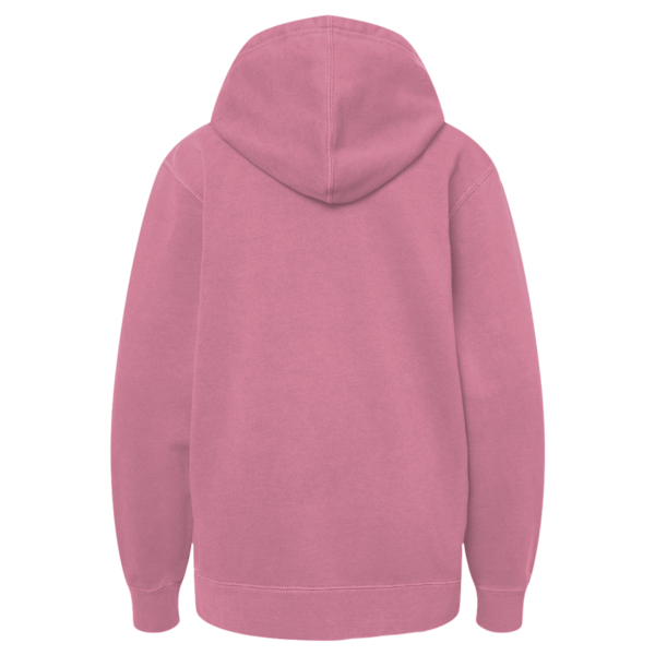 Independent Trading Co. Youth Midweight Pigment-Dyed Hooded Sweatshirt, Pigment Maroon, Back view