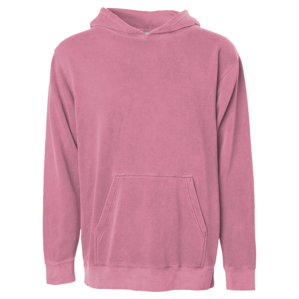 Independent Trading Co. Youth Midweight Pigment-Dyed Hooded Sweatshirt, Pigment Maroon, Front view