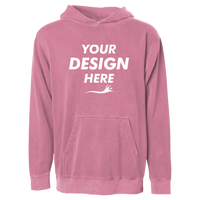 Independent Trading Co. Youth Midweight Pigment-Dyed Hooded Sweatshirt, Pigment Maroon, Front view, Mockup