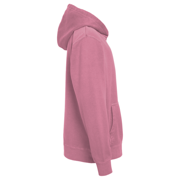 Independent Trading Co. Youth Midweight Pigment-Dyed Hooded Sweatshirt, Pigment Maroon, Right Sleeve view