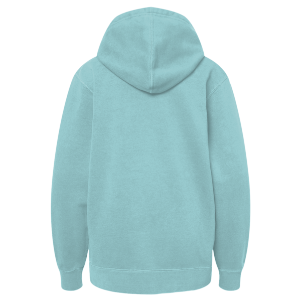 Independent Trading Co. Youth Midweight Pigment-Dyed Hooded Sweatshirt, Pigment Mint, Back view