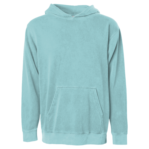 Independent Trading Co. Youth Midweight Pigment-Dyed Hooded Sweatshirt, Pigment Mint, Front view