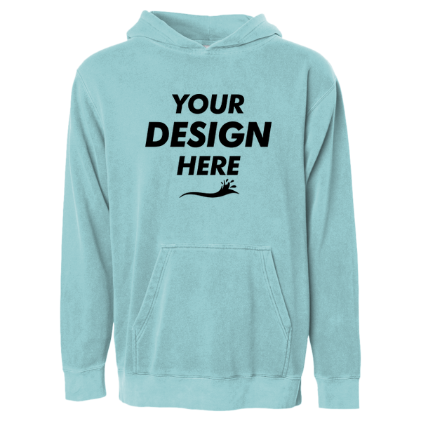 Independent Trading Co. Youth Midweight Pigment-Dyed Hooded Sweatshirt, Pigment Mint, Front view, Mockup