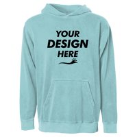Independent Trading Co. Youth Midweight Pigment-Dyed Hooded Sweatshirt, Pigment Mint, Front view, Mockup