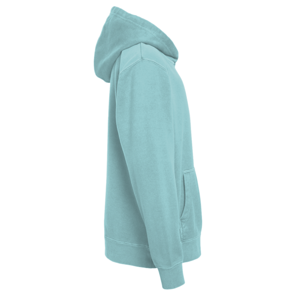 Independent Trading Co. Youth Midweight Pigment-Dyed Hooded Sweatshirt, Pigment Mint, Right Sleeve view