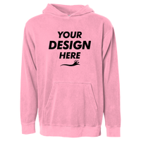 Independent Trading Co. Youth Midweight Pigment-Dyed Hooded Sweatshirt, Pigment Pink, Front view, Mockup