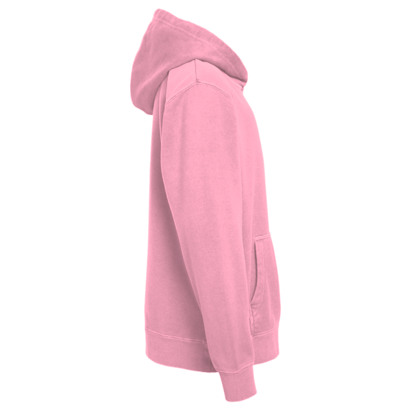 Independent Trading Co. Youth Midweight Pigment-Dyed Hooded Sweatshirt, Pigment Pink, Right Sleeve view