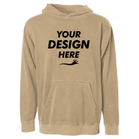 Independent Trading Co. Youth Midweight Pigment-Dyed Hooded Sweatshirt, Pigment Sandstone, Front view, Mockup