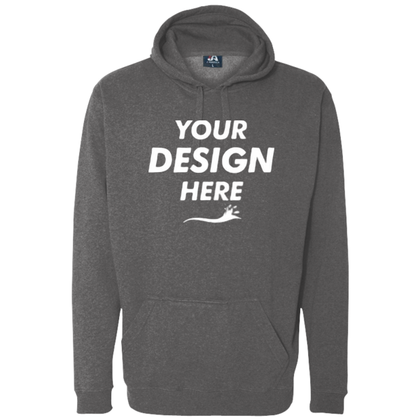 J. America Men's Tailgate Hooded Sweatshirt, Charcoal Heather, Front view, Mockup