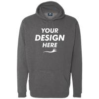 J. America Men's Tailgate Hooded Sweatshirt, Charcoal Heather, Front view, Mockup