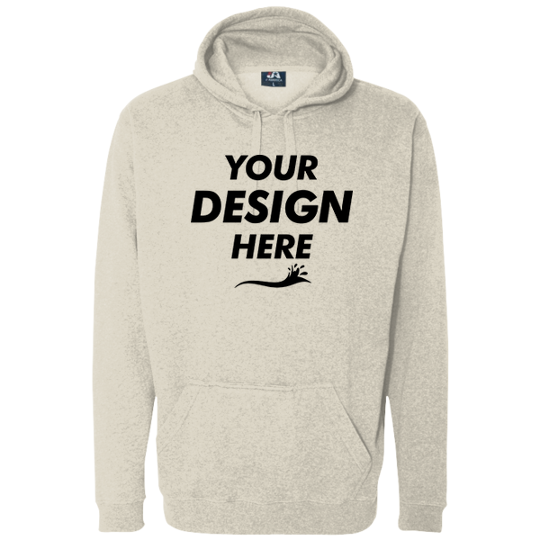 J. America Men's Tailgate Hooded Sweatshirt, Oatmeal Heather, Front view, Mockup