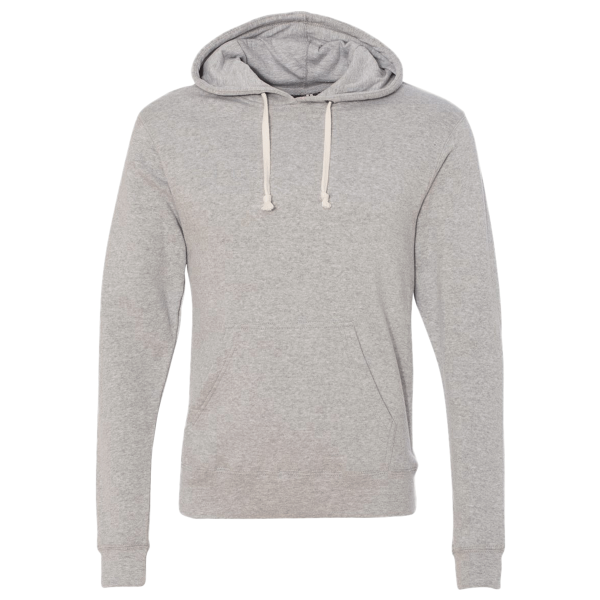 J. America Men's Triblend Fleece Hooded Sweatshirt, Grey Triblend, Front view