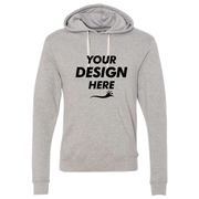 J. America Men's Triblend Fleece Hooded Sweatshirt, Grey Triblend, Front view, Mockup