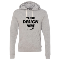 J. America Men's Triblend Fleece Hooded Sweatshirt, Grey Triblend, Front view, Mockup