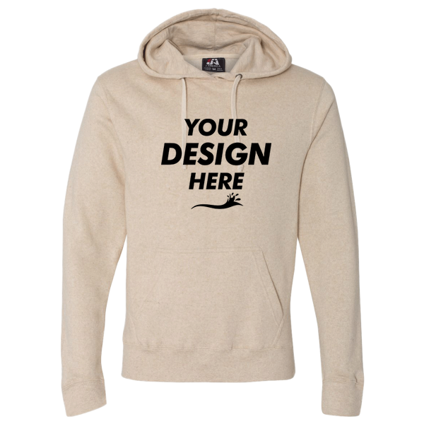 J. America Men's Triblend Fleece Hooded Sweatshirt, Oatmeal Triblend, Front view, Mockup