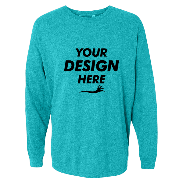 J. America Unisex Game Day Jersey Long Sleeve T-Shirt, Maui Blue / Maui Blue, Front view, Mockup