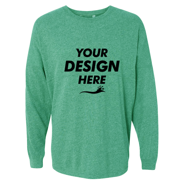 J. America Unisex Game Day Jersey Long Sleeve T-Shirt, Mint / Mint, Front view, Mockup