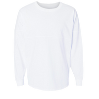 J. America Unisex Game Day Jersey Long Sleeve T-Shirt, White / White, Front view
