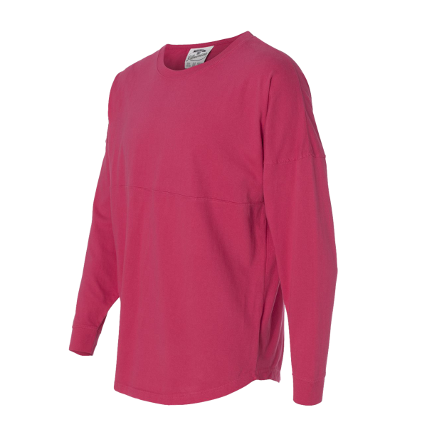 J. America Unisex Game Day Jersey Long Sleeve T-Shirt, Wildberry / Wildberry, Left Sleeve view