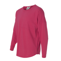 J. America Unisex Game Day Jersey Long Sleeve T-Shirt, Wildberry / Wildberry, Left Sleeve view
