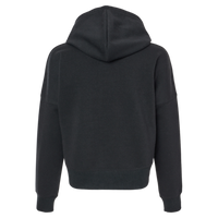 J. America Women's Crop Hooded Sweatshirt, Black Solid, Back view