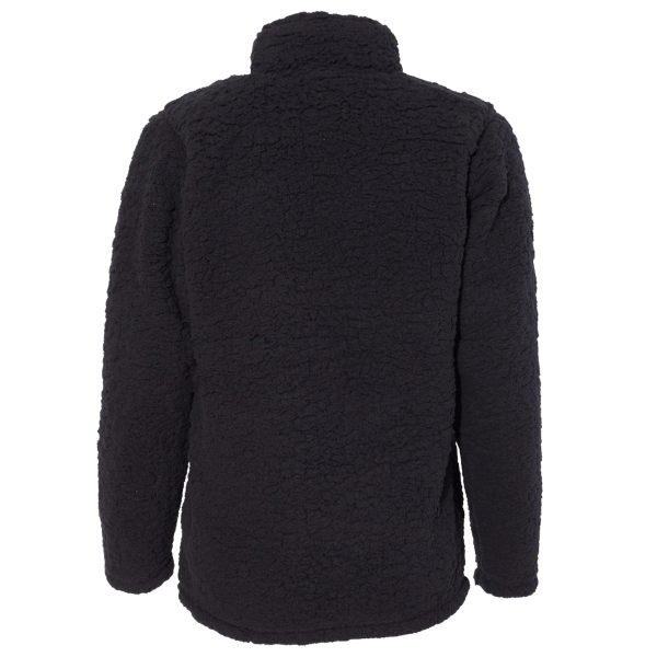 J. America Women’s Epic Sherpa Quarter-Zip Pullover, Black / Black, Back view