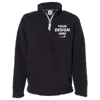 J. America Women’s Epic Sherpa Quarter-Zip Pullover, Black / Black, Front view, Mockup