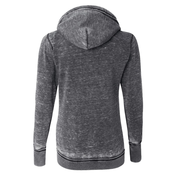 J. America Women's Zen Fleece Full-Zip Hooded Sweatshirt, Dark Smoke, Back view